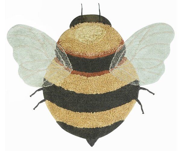 Żółty bawełniany dywan dziecięcy tkany ręcznie odpowiedni do prania 115x150 cm Bee – Lorena Canals