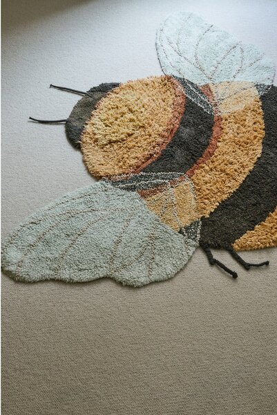 Żółty bawełniany dywan dziecięcy tkany ręcznie odpowiedni do prania 115x150 cm Bee – Lorena Canals