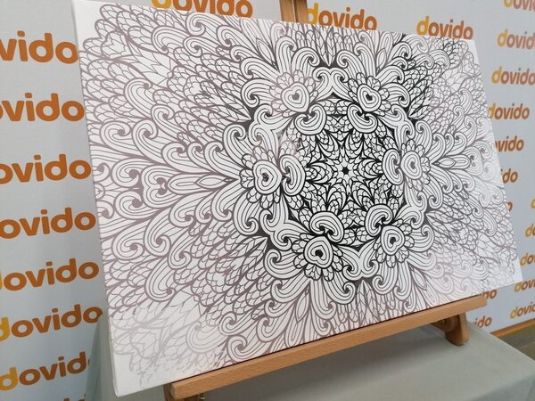 Obraz Mandala etniczna w wersji czarno-białej