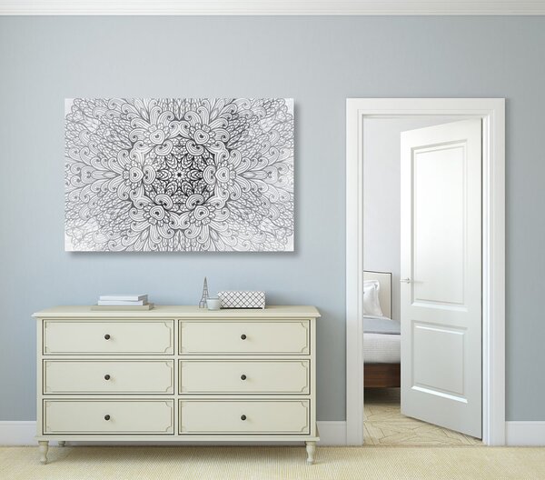 Obraz Mandala etniczna w wersji czarno-białej