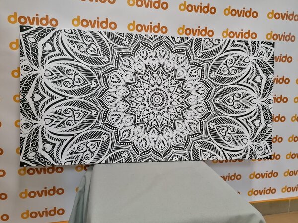 Obraz Mandala harmonii w wersji czarno-białej