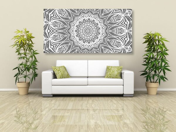 Obraz Mandala harmonii w wersji czarno-białej