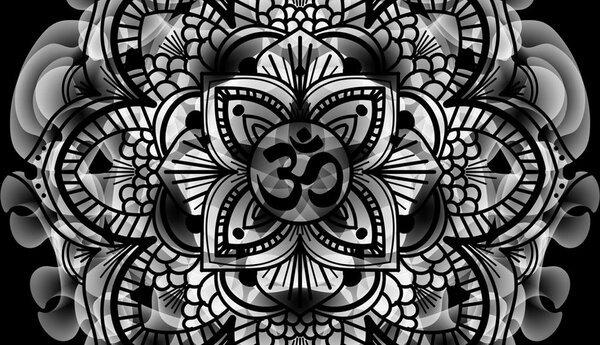 Obraz Mandala zdrowia w wersji czarno-białej