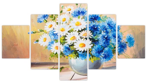 Malowany obraz wazonu z kwiatami (125x70 cm)