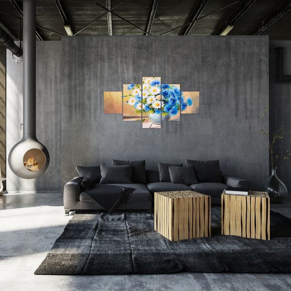 Malowany obraz wazonu z kwiatami (125x70 cm)
