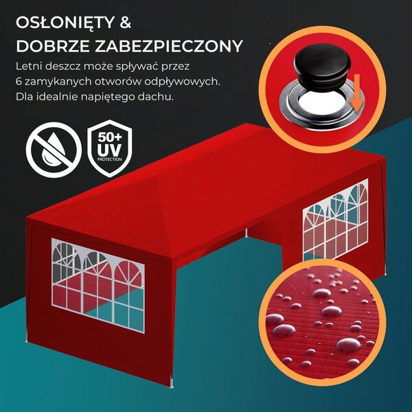 Namiot imprezowy NEAPOL, 3x6m, czerwona Jurhan