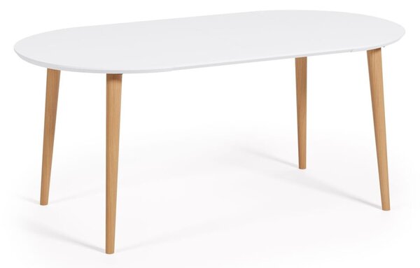Biały okrągły rozkładany stół z białym blatem ø 90 cm Oqui – Kave Home