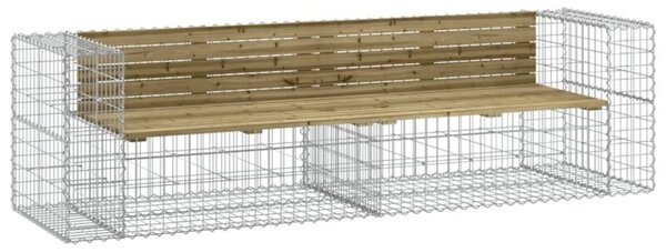 Ławka ogrodowa z gabionem, 244x71x65,5 cm, impregnowana sosna