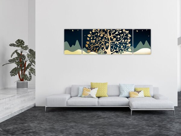 Obraz złotego drzewa (170x50 cm)