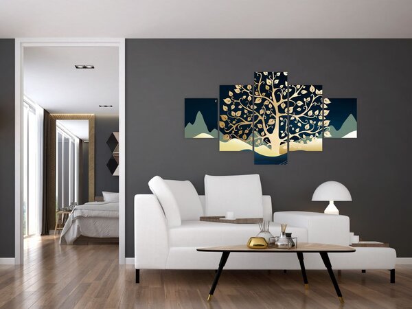 Obraz złotego drzewa (125x70 cm)