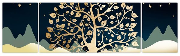 Obraz złotego drzewa (170x50 cm)