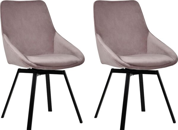 Krzesła na czarnych metalowych nogach w odcieniach różu - 2 sztuki