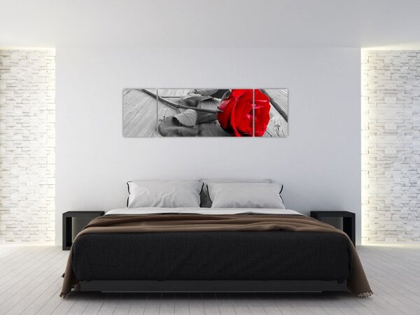 Obraz czerwonej róży (170x50 cm)
