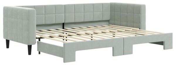 Sofa rozsuwana, jasnoszara, 80x200 cm, aksamit