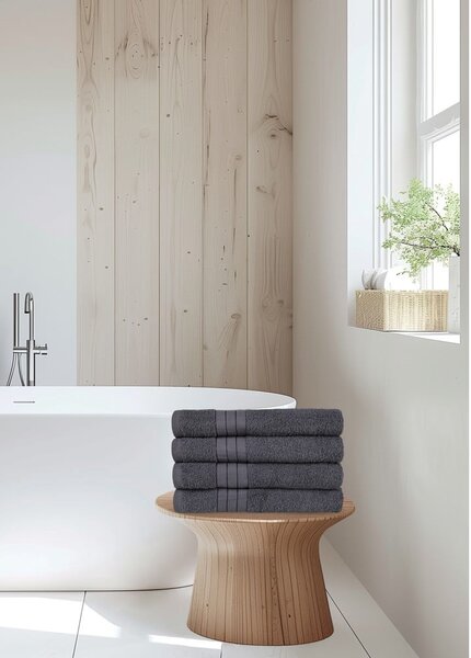 Antracytowe bawełniane ręczniki frotte zestaw 4 szt. 50x100 cm – Good Morning