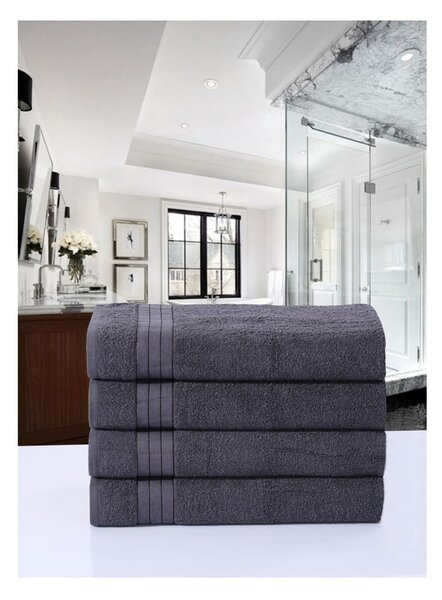 Antracytowe bawełniane ręczniki frotte zestaw 4 szt. 50x100 cm – Good Morning