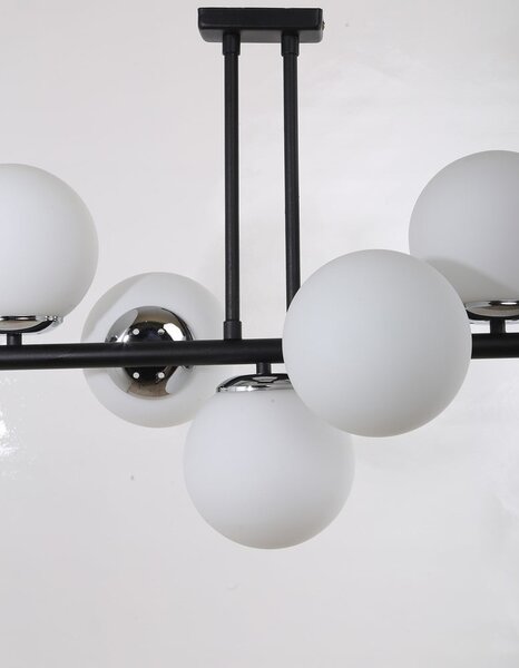 Biało-czarna lampa sufitowa ze szklanym kloszem ø 15 cm Sail – Squid Lighting