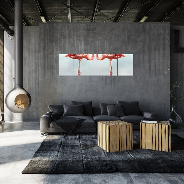 Obraz dwóch flamingów (170x50 cm)