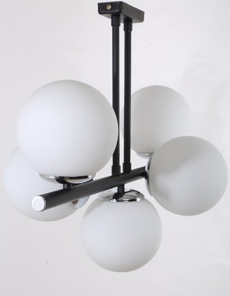 Biało-czarna lampa sufitowa ze szklanym kloszem ø 15 cm Sail – Squid Lighting