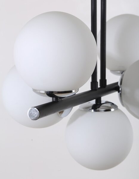Biało-czarna lampa sufitowa ze szklanym kloszem ø 15 cm Sail – Squid Lighting