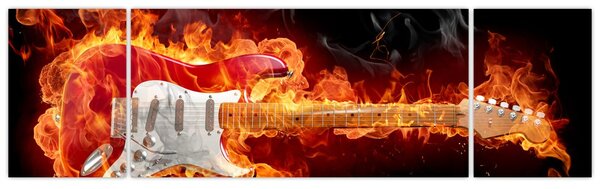 Obraz - Gitara w płomieniach (170x50 cm)