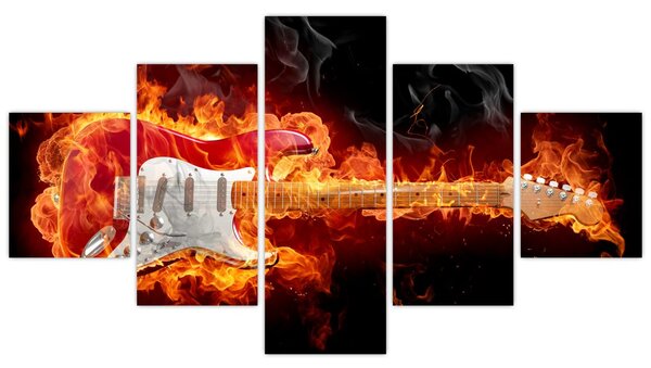 Obraz - Gitara w płomieniach (125x70 cm)