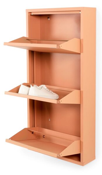 Łososiowa metalowa uchylna szafka na buty 50x103x15 cm Billy – Spinder Design