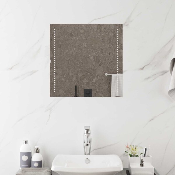 Lustro łazienkowe LED przezroczysty 50 x 50 cm szkło hartowane