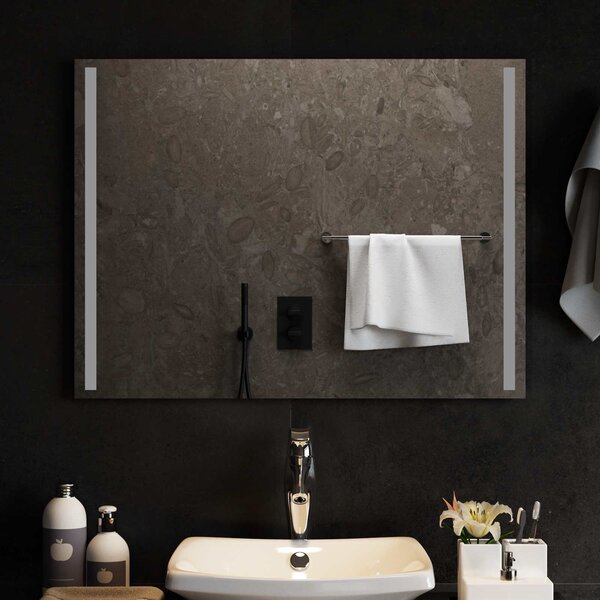 Lustro łazienkowe LED przezroczysty 80 x 60 cm szkło hartowane