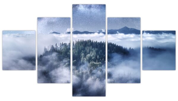 Obraz lasu we mgle (125x70 cm)