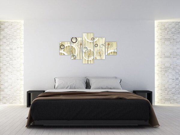 Abstrakcyjny obraz z dmuchawcami (125x70 cm)