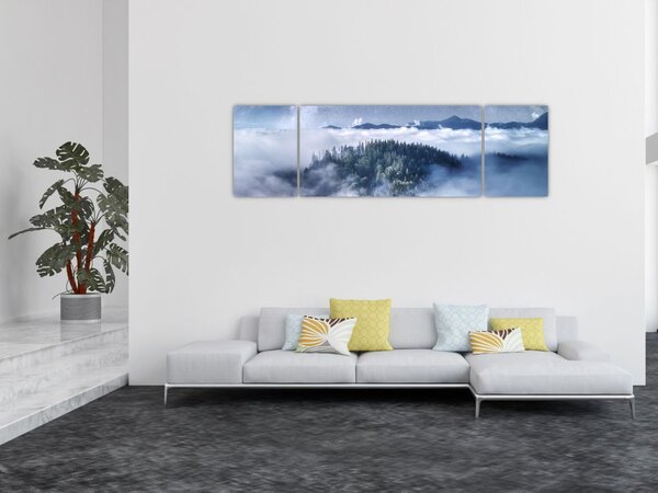 Obraz lasu we mgle (170x50 cm)