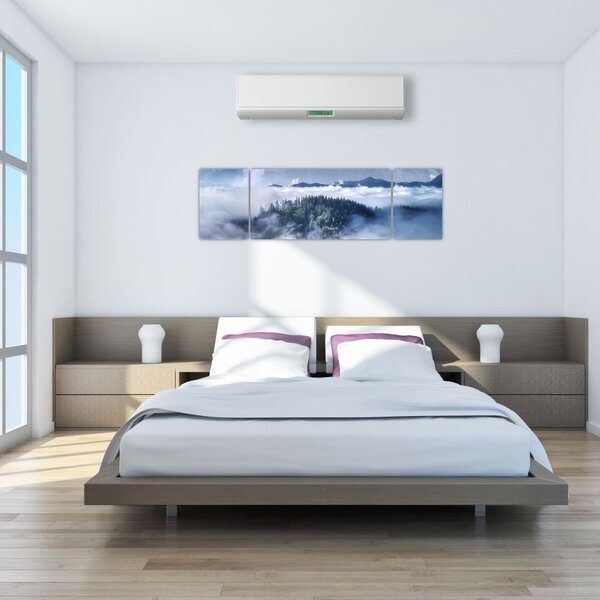 Obraz lasu we mgle (170x50 cm)