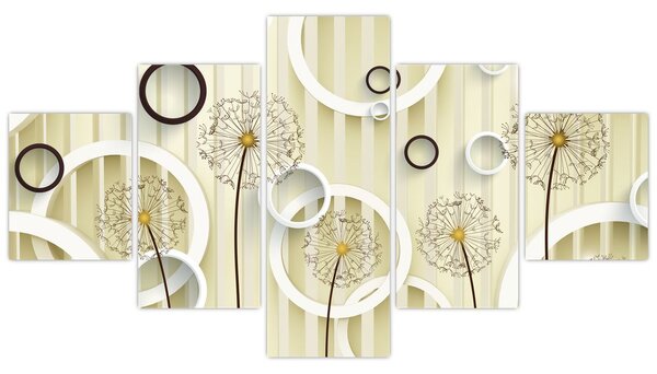 Abstrakcyjny obraz z dmuchawcami (125x70 cm)