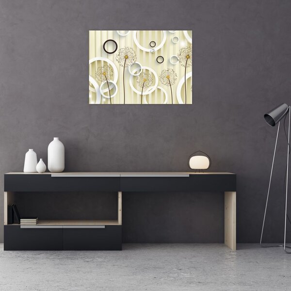 Abstrakcyjny obraz z dmuchawcami (70x50 cm)