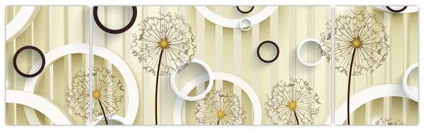 Abstrakcyjny obraz z dmuchawcami (170x50 cm)