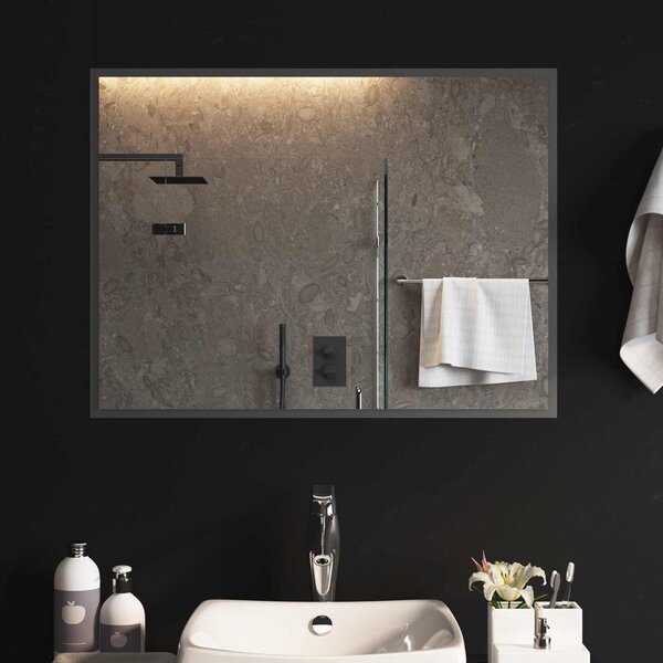 Lustro łazienkowe LED przezroczysty 80 x 60 cm szkło hartowane