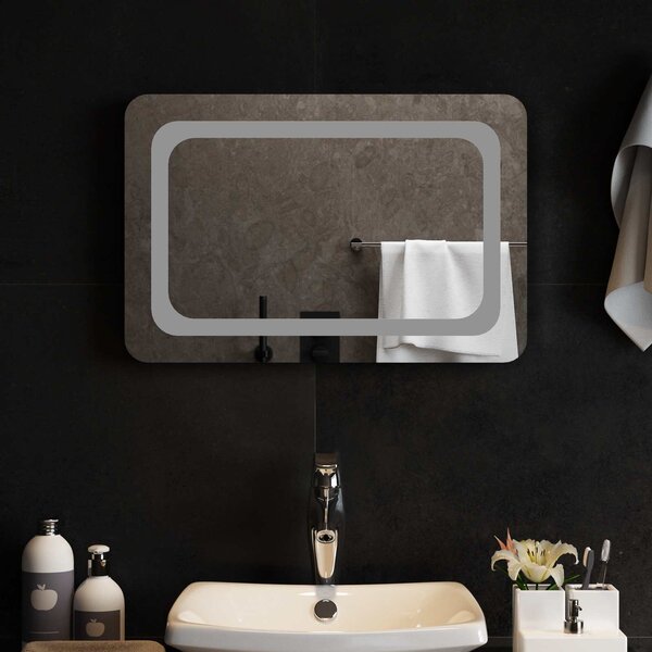 Lustro łazienkowe LED przezroczysty 60 x 40 cm szkło hartowane