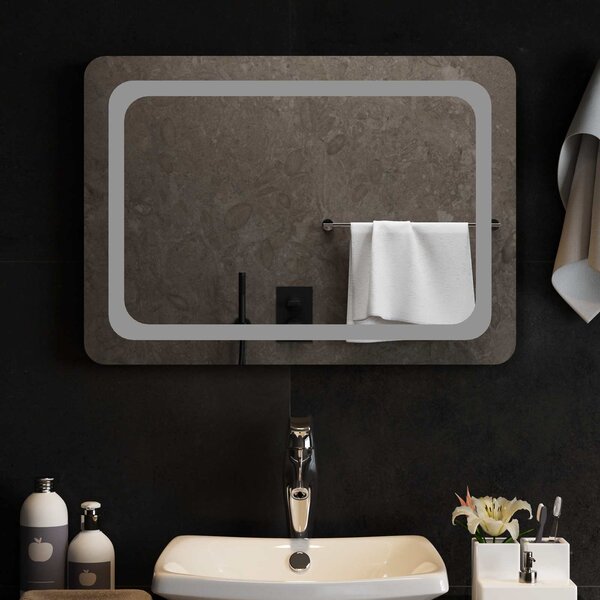 Lustro łazienkowe LED przezroczysty 70 x 50 cm szkło hartowane