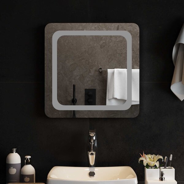 Lustro łazienkowe LED przezroczysty 50 x 50 cm szkło hartowane