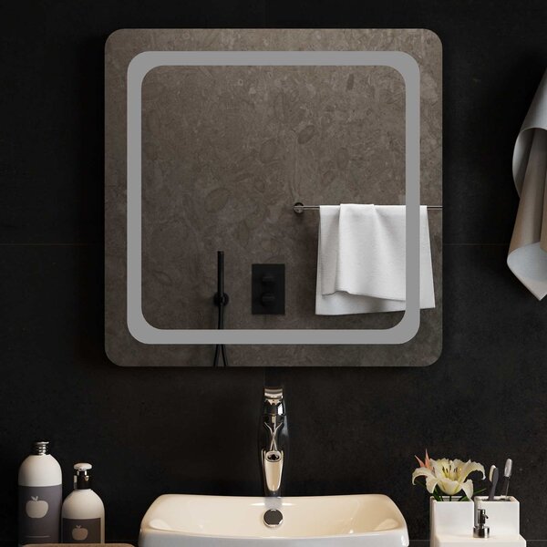 Lustro łazienkowe LED przezroczysty 60 x 60 cm szkło hartowane