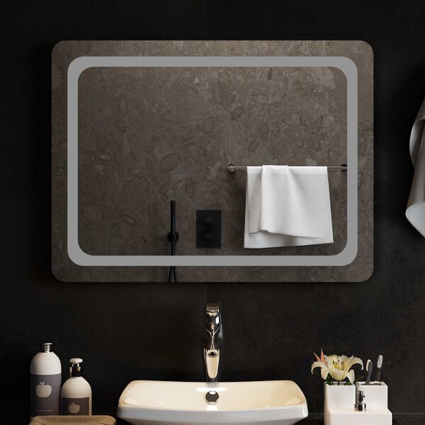 Lustro łazienkowe LED przezroczysty 80 x 60 cm szkło hartowane
