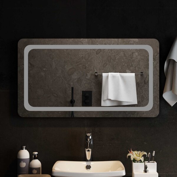 Lustro łazienkowe LED przezroczysty 90 x 50 cm szkło hartowane