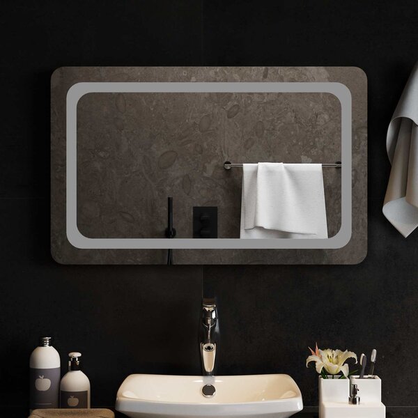 Lustro łazienkowe LED przezroczysty 80 x 50 cm szkło hartowane