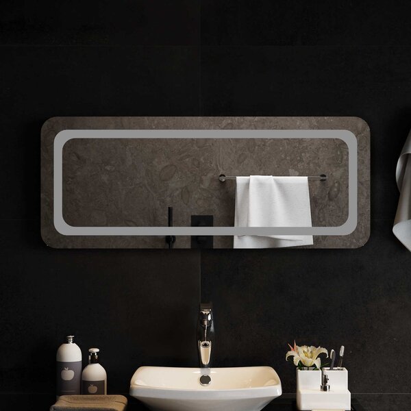 Lustro łazienkowe LED przezroczysty 100 x 40 cm szkło hartowane