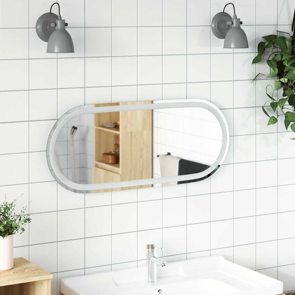 Lustro łazienkowe LED przezroczysty 80 x 35 cm szkło hartowane