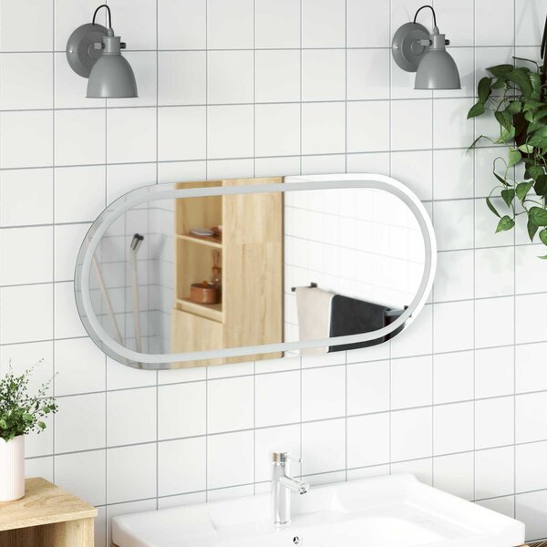 Lustro łazienkowe LED przezroczysty 100 x 45 cm szkło hartowane