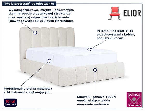 Kremowe łóżko tapicerowane chmurka 5 rozmiarów W6-N35