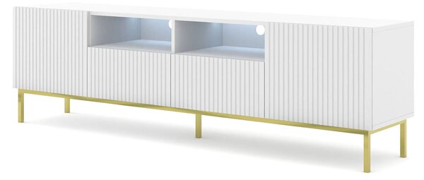 Biała szafka rtv z lamelami 200 cm - Melis 11X