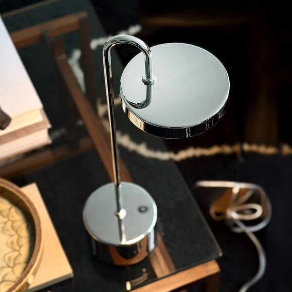 Dyberg Larsen Lampa stołowa MOOVELIGHT, możliwość ściemniania, chromowy / srebrny, salon / jadalnia, metal, design